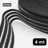 4 meters Black Elastic with Trasparent Horsehair Stripes 40mm - ACCESSOIRES LEDUC BV